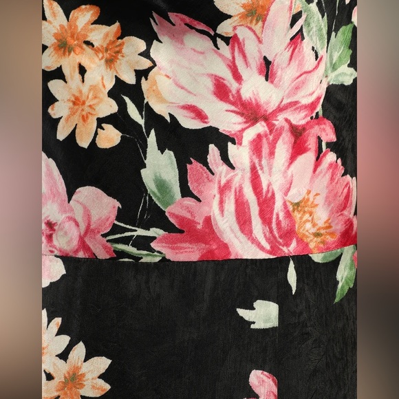 NWOT Love of Romance Black Floral Flowers Print Satin Cowl Neck Maxi Dress L - Picture 6 of 9